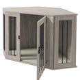 thumbnail image 4 of Topcobe Corner Dog Crate, Furniture Dog Cages with Cushion for Large-Sized Dog, Indoor Use, Outdoor Wooden Pet Shelter, Walnut Brown, 4 of 11
