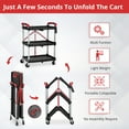 thumbnail image 2 of Garvee Folding Service Cart Tool Carts with Wheels,3 Tier Utility Rolling Cart,Collapsible Storage Cart,  for Home Garage Restaurant Office Kitchen Warehouse, 167 Lbs Capacity, 2 of 6