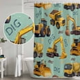 thumbnail image 5 of Construction Truck Shower Curtain, Waterproof Shower Curtains for Bathroom, Cartoon Grips and Bulldozers Green Washable Fabric Bathtub Curtain Set Bath Decor with 12 Hooks Stall 36"x72", 5 of 8