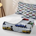 thumbnail image 4 of Erosebridal Vintage Steam Train Bed Spread Queen for Boys Men, Blue Grey Striped Print Queen Coverlet Set, 3-Piece, 4 of 7