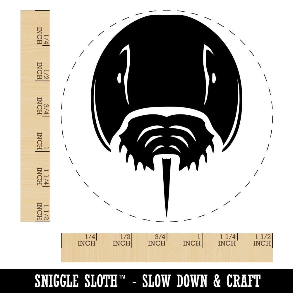 Horseshoe Crab Self-Inking Rubber Stamp Ink Stamper - Black Ink - Large 1-1/2 Inch