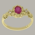 thumbnail image 3 of LBG British Made 14k Yellow Gold Natural Ruby & Cultured Pearl Womens Trilogy Ring - 33 size options - Size 5.25, 3 of 8