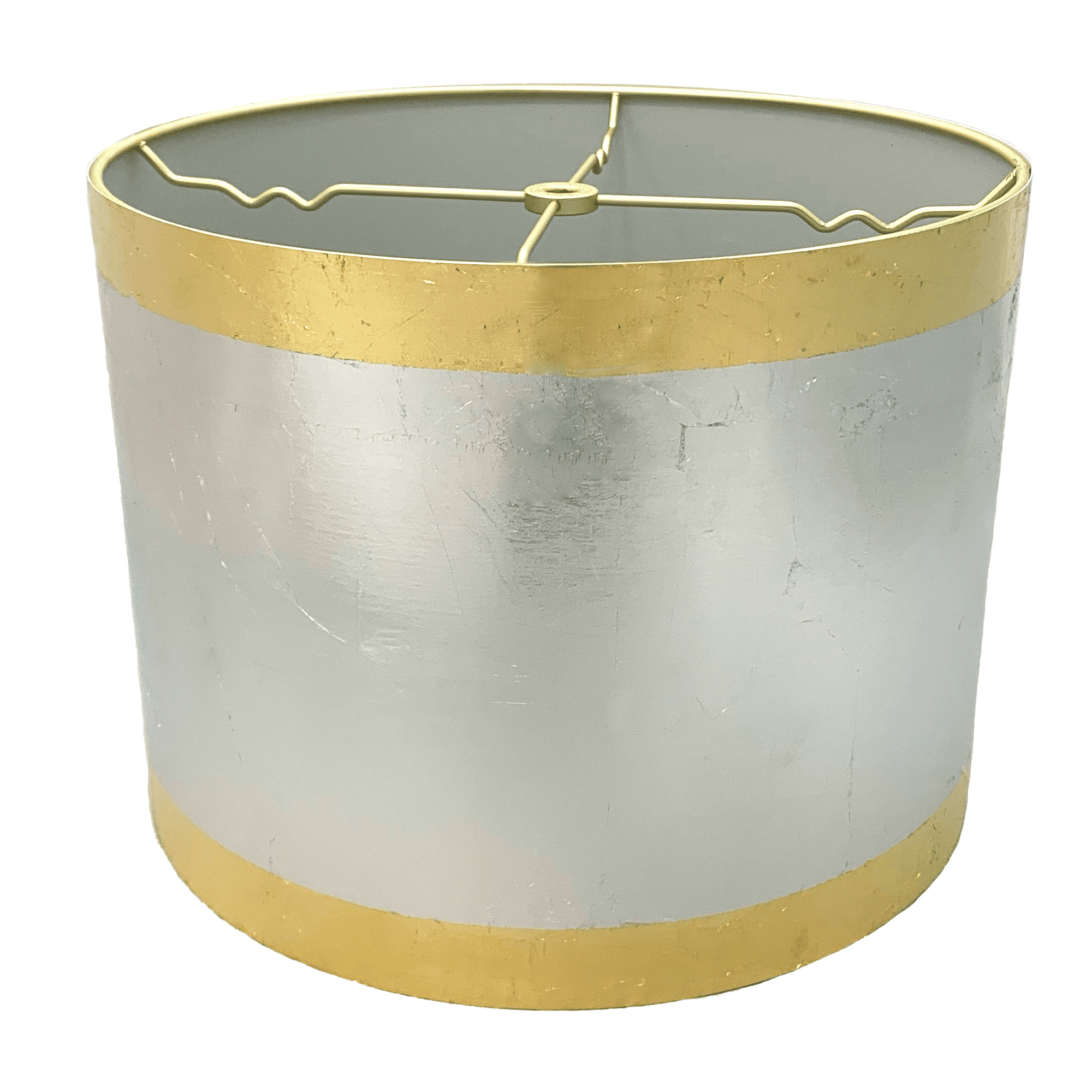 Hollywood Regency GOLD METALLIC Paper DRUM Lamp SHADE V Notch SPIDER FITTER 