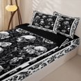 thumbnail image 3 of Homewish Spooky Skull Skeleton Zipper Twin Comforter Sets with Fitted Sheet and 2 Pillowcases,Hipple Damask Floral Zipper Bedding Set,Halloween Bed Set,Black Reversible,4pcs, 3 of 8