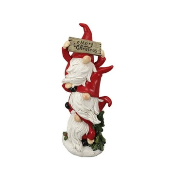 Holiday Time Christmas Red Stacked Polyresin Gnome Indoor op Dcor ,11inch Height