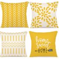thumbnail image 1 of Juego de 4 fundas de almohada de 18 x 18 pulgadas, funda de almohada decorativa de tela de lino para exteriores para sofá, cama, coche, 45 x 45 cm (amarillo, 18 x 18, juego de 4), 1 of 5