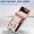 thumbnail image 5 of for Samsung Galaxy Z Flip 3 Wallet Case Crossbody, PU Leather Zipper Handbag Purse Flip Cover, Back Card Slots, Adjustable Shoulder Strap, Finger Ring Stand for Samsung Galaxy Z Flip 3, Rosegold, 5 of 8