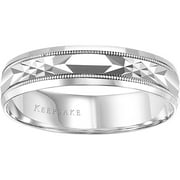 Chance Milgrain Engraved Wedding Band in 10kt White Gold