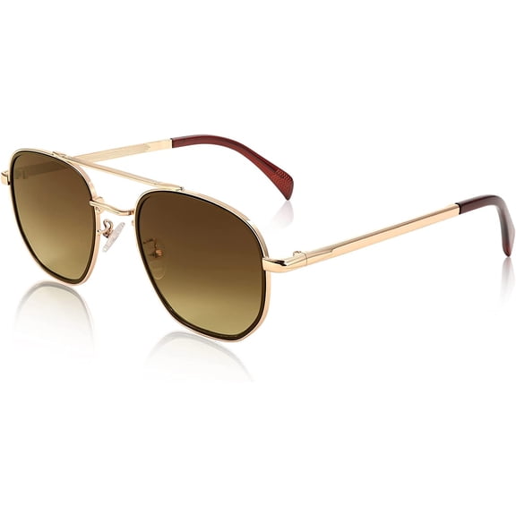 FEISEDY Women Men Square Aviator Sunglasses Gradient Lens Retro Small Metal Shades B2953