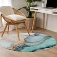 thumbnail image 4 of Marble Texture Round Rugs for Living Room 4ft Abstract Teal Blue Gold Crack Art Non Slip Circle Rug Washable Low-Profile Indoor Carpet for Bedroom, Dining Room, Bathroom, 4 of 9