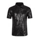 thumbnail image 5 of Polo con lentejuelas INSPIRE CHIC para hombres, camisetas brillantes de golf de manga corta para fiestas en club, XL negro, 5 of 6