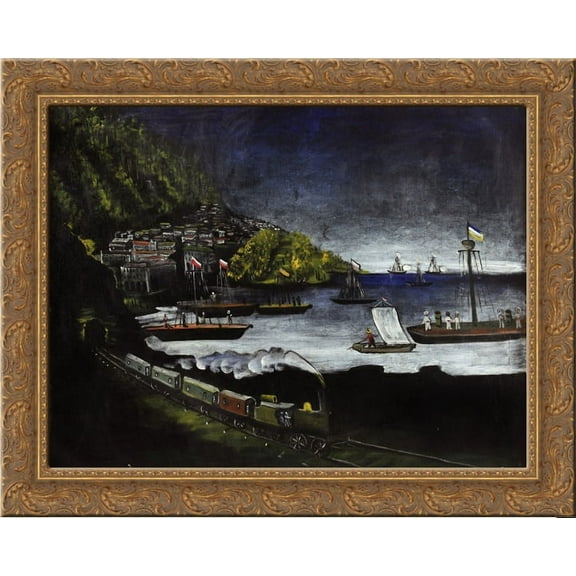 Batumi 24x20 Gold Ornate Wood Framed Canvas Art by Pirosmani, Niko