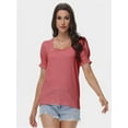 thumbnail image 3 of Women's Loose Fit Puff Sleeve T-Shirt - Square Neck Short Sleeve Top for Business Casual, Work & Summer, 3 of 6