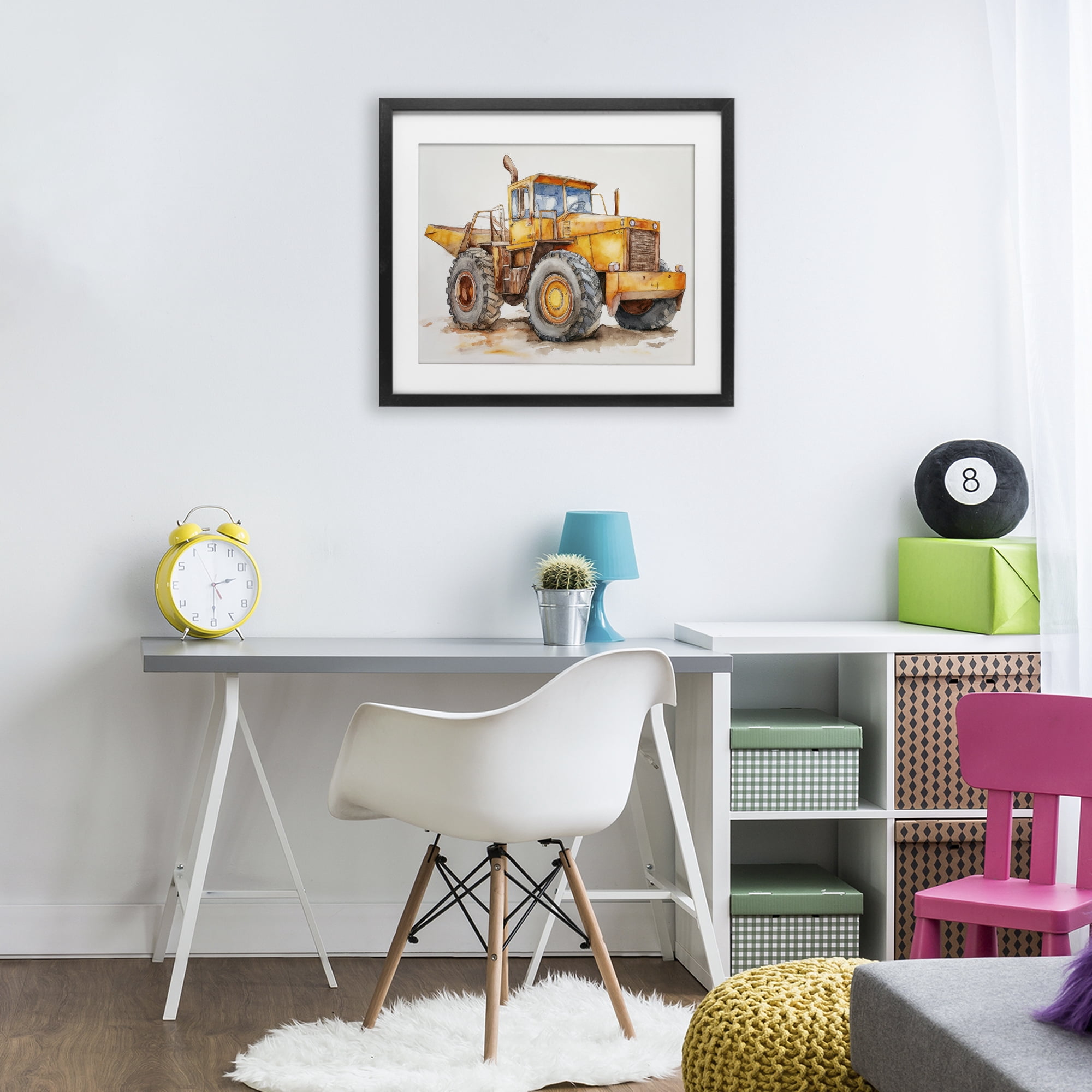 Stupell Industries Construction Truck Whimsicality Black Framed Print Under Glass, design by Steve Hunziker