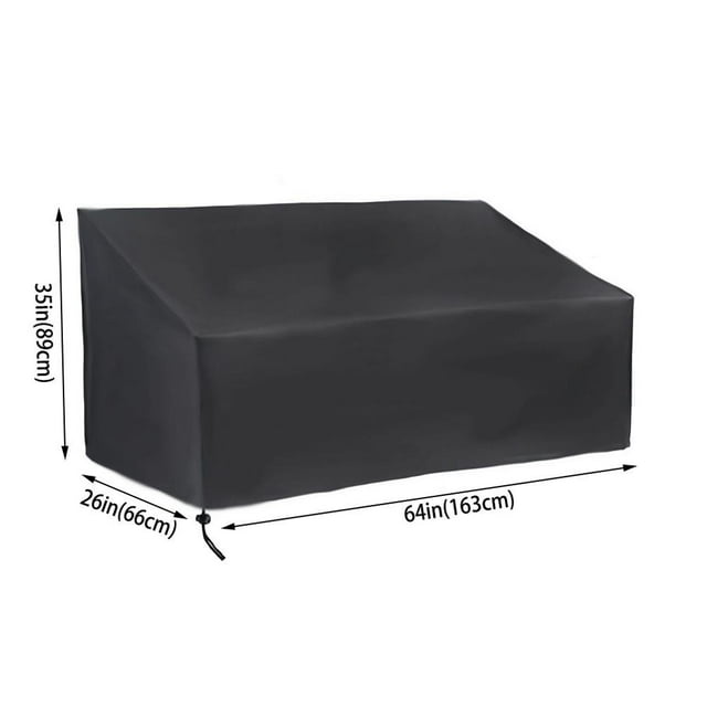 Housse de Banc Oxford Noire Robuste Imperméable pour Jardin Extérieur 2/3/4 Places Housse de Meuble Utile