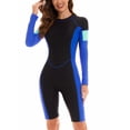 thumbnail image 4 of Swimsuit for Women Lady Long Sleeve Zip Up Bathing Suit One Piece Knee Length Swimwear Athletic Sun Protection Rash Guard Holiday Beach UPF 50+ Bodysuits Surfing Wear, 4 of 6