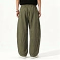 thumbnail image 6 of Atkumj Linen Pants Men with Pockets Fashion Elastic Waist Drawstring Pants Casual Solid Color Straight Leg Men Trousers Pants for Daily Wear S, 6 of 9