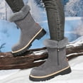 thumbnail image 6 of Lovzfmll Winter Boots for Women, Mid Calf Snow Boots Faux Fur Lined Letters, Low Heel Round Toe Booties Winter Warm Casual Gray Boots, 6 of 8