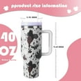thumbnail image 2 of 40oz Cow print Tumbler With handle, Stainless Steel Tumbler With Lid and Straws, Double Vacuum Leak Proof Travel Coffee Mug Cup Water Bottle For Home, Office, Party, 2 of 6