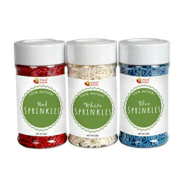 100 Natural Sprinkles No Artificial Dyes Red White And Blue Sprinkles 3 Pack 3 Ounces Each Memorial Day Party Gluten Free Vegan Lactose Free Bulk Walmart Com Walmart Com
