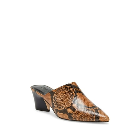 

ENZO ANGIOLINI Womens Brown Snake Skin Padded Breathable Open Back Shoe Stretch Margot Pointed Toe Slip On Leather Heeled Mules Shoes 10 M