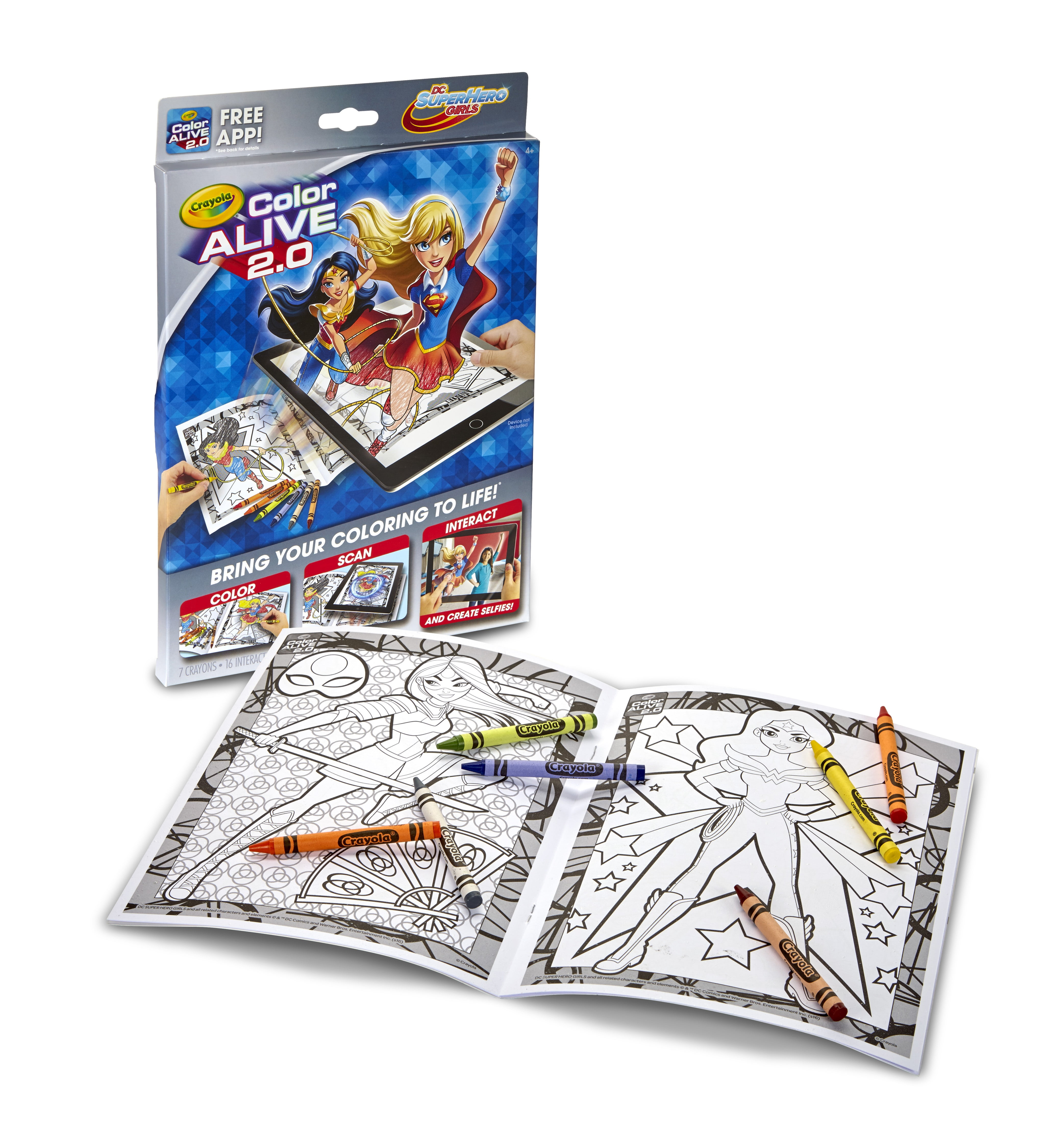Crayola Color Alive 20 Interactive Coloring, Dc Superhero Girls