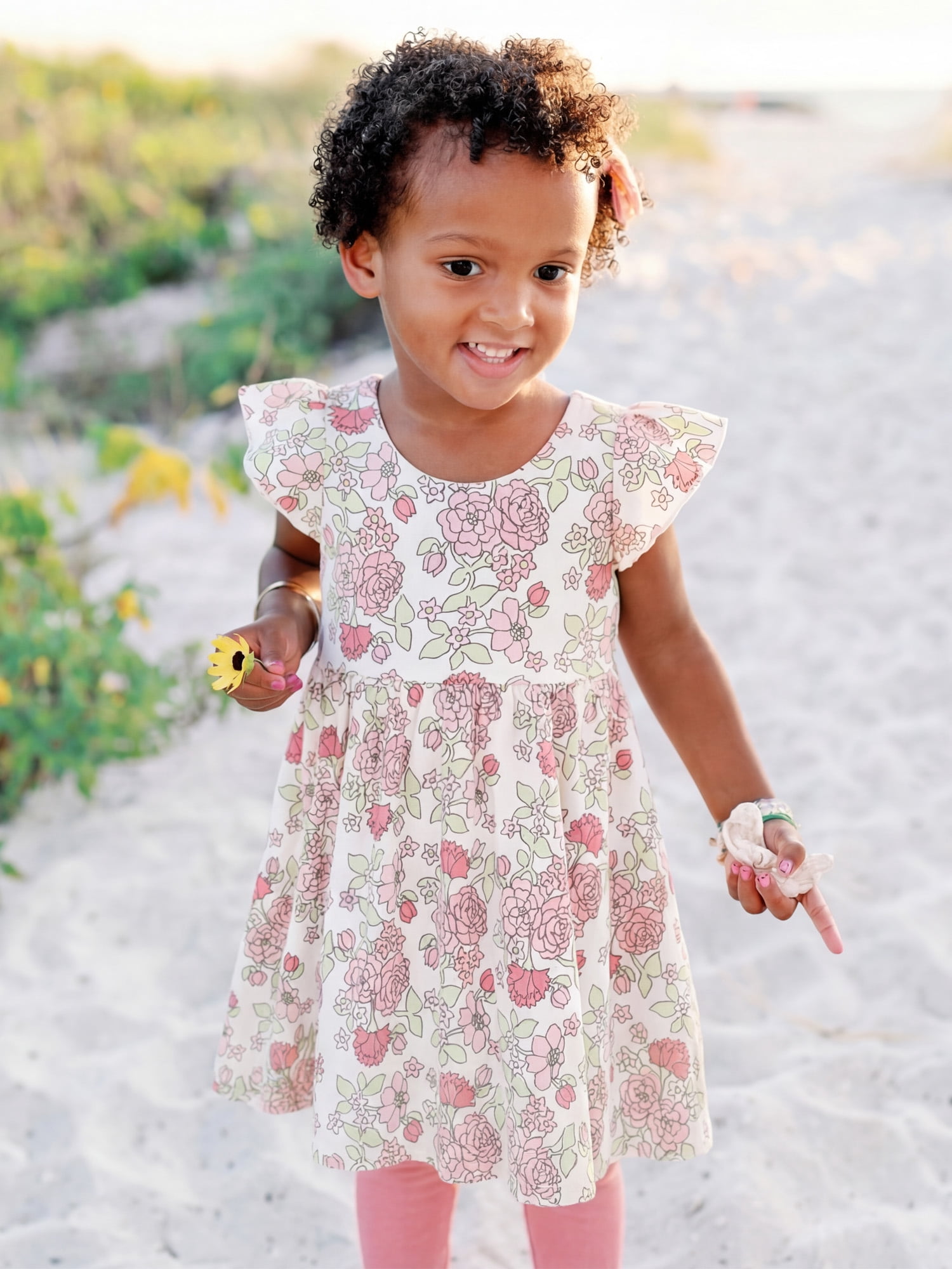 Monica + Andy Organic Cotton Short Sleeve Flutter Let's Dance Dress for Toddlers