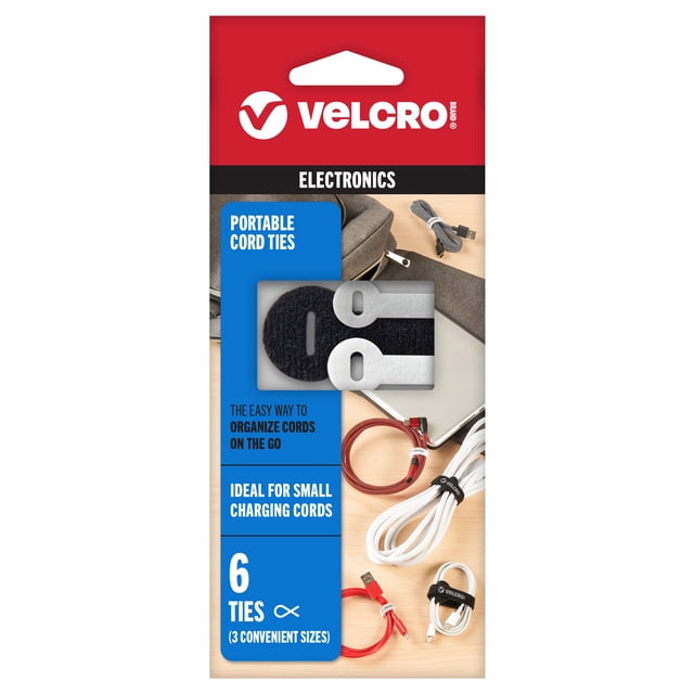 Set de 6 Organizadores Portátiles para Cables con Cierre de VELCRO de 3 Tamaños