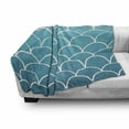 thumbnail image 2 of Aqua Ombre Soft Flannel Fleece Throw Blanket, Fish Scale Design Squama with Blue Color Palette Mermaid Tail, Cozy Plush for Indoor and Outdoor Use, 60" x 80", Sea Blue Aqua and White, by Ambesonne, 2 of 5