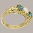 thumbnail image 3 of LBG British Made 14k Yellow Gold Natural Opal & London Blue Topaz Womens Statement Ring - 33 size options - Size 9.25, 3 of 7