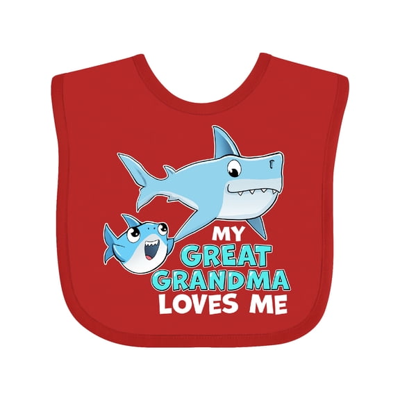 Inktastic My Great Grandma Loves Me with Cute Sharks Boys or Girls Baby Bib