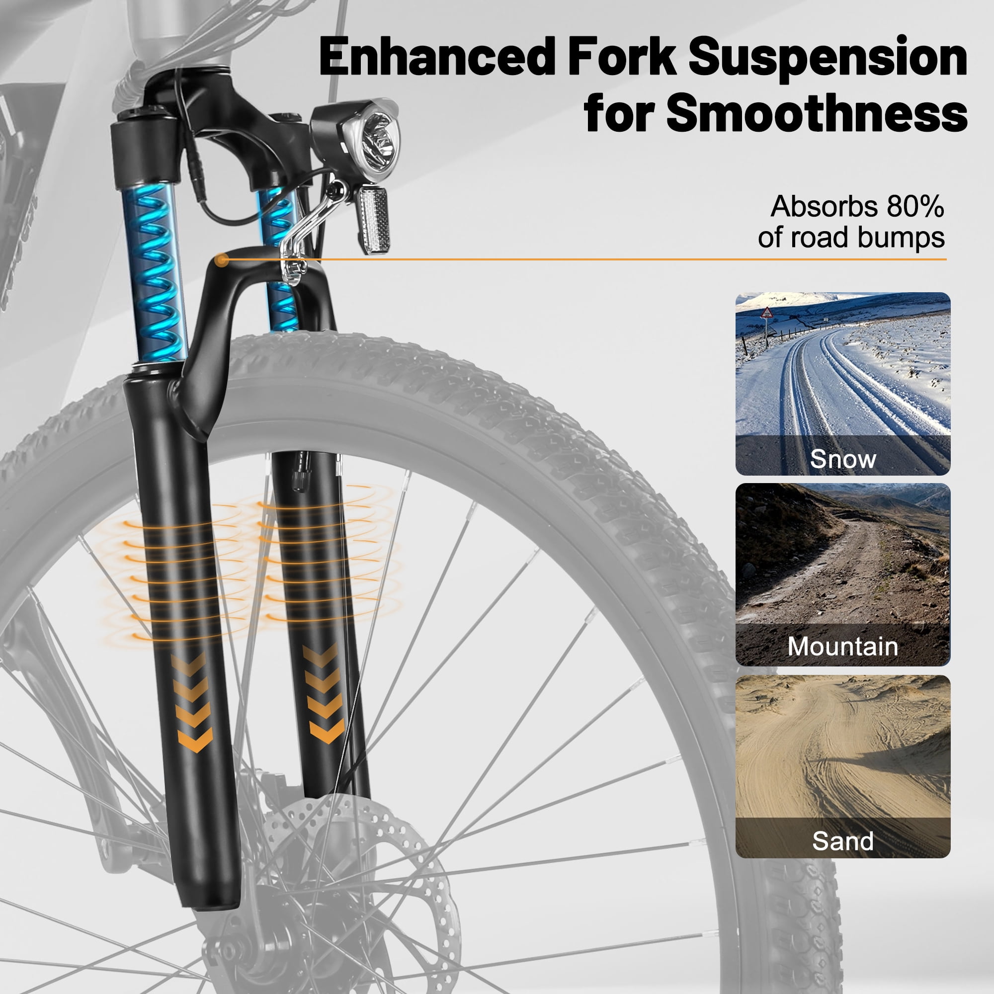 Actbest 27.5" Electric Bike for Adults, 1200W Peak Brushless Motor Up to 28MPH, 499.2WH Removable Battery Electric Mountain Bike, 21-Speed E-Bike with Fork Suspension (Grey) with Fender & Rear Rack