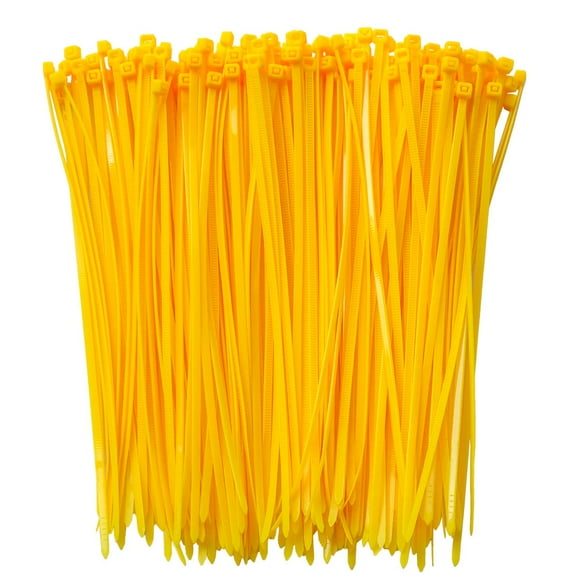 Attaches à Fermeture Éclair Transparentes de 8 Pouces (Longueur 6.7 Pouces), 300 Pcs Attaches de Câble en Nylon, Sangle de Cordon Robuste Jaune