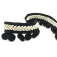 thumbnail image 3 of 5 Yd Pom Pom Trim Ball Ribbon Braid Sewing Band DIY Crafts Decoration Black, 3 of 6