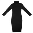 thumbnail image 2 of Vestido de lápiz elástico de manga larga con cuello de tortuga de moda para mujer M negro METRO Hugo Vestido de tubo, 2 of 9