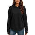 thumbnail image 3 of Women Geometric Crisscross Jacquard Textured Hoodie Sevevn Curved Split Hem Dual Side Pocket Long Sleeve Drop Shoulder Loose Fit Casual Pullover Sweatshirt, 3 of 7