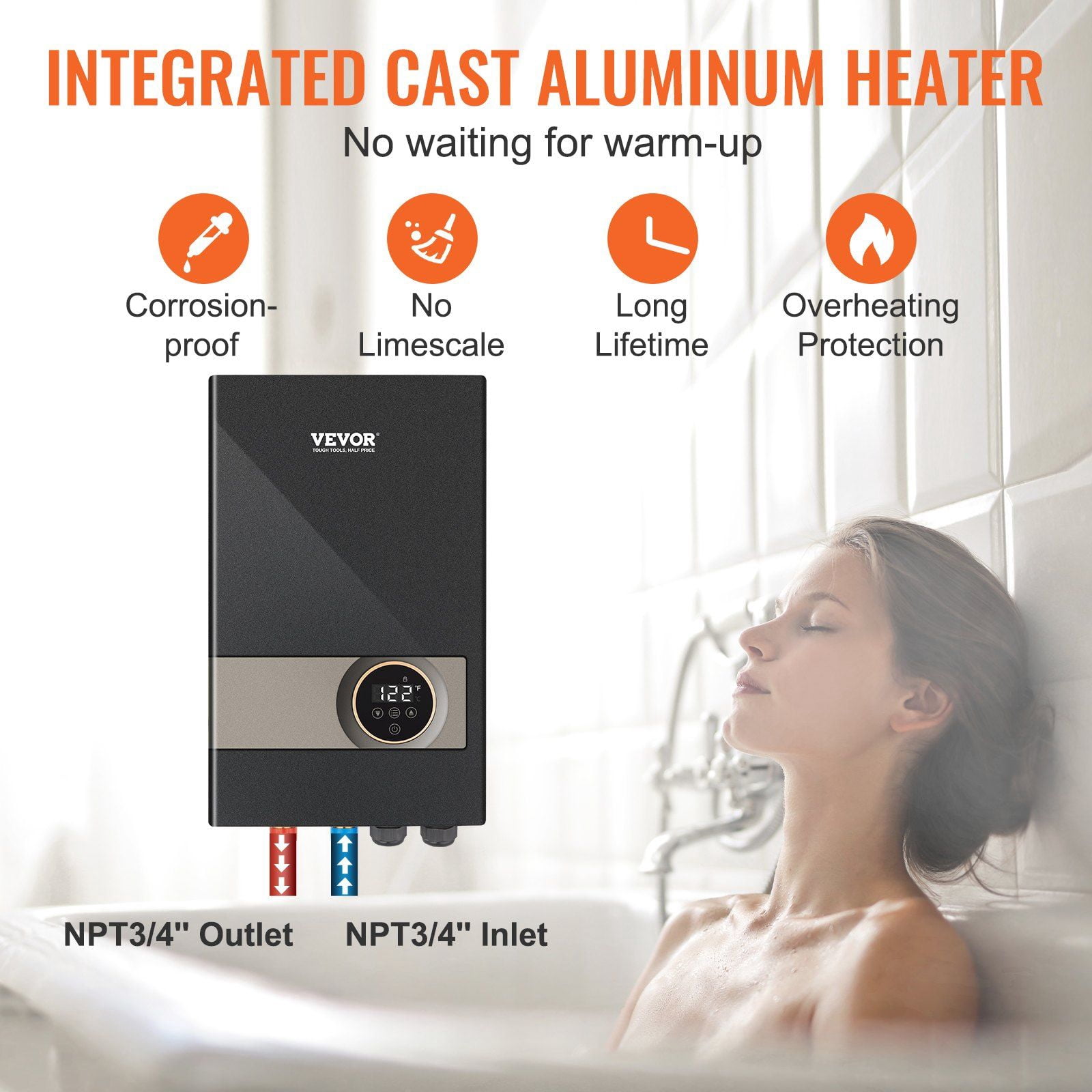 18kW Instant Tankless Electric Water Heater, ETL Certified, Digital Temperature Display, Easy Installation for 24/7 Hot Water Supply - Ideal for Kitchen Bathroom Shower Mall Salon