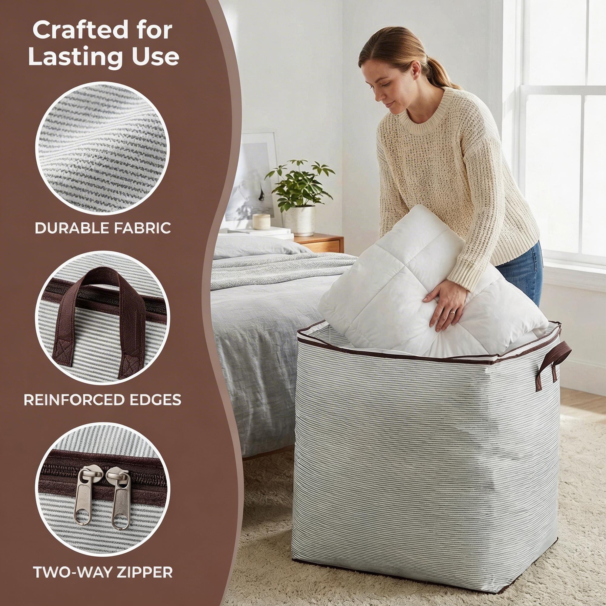 Unique Bargains Clothes Storage Bag for Organizing with Handle Green 22" x 17.7" x 22"