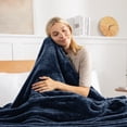 thumbnail image 4 of Exclusivo Mezcla Plush Fuzzy Fleece Twin Size Blanket, Super Soft Fluffy and Thick Blankets (Navy Blue, 90"x66"), 4 of 7