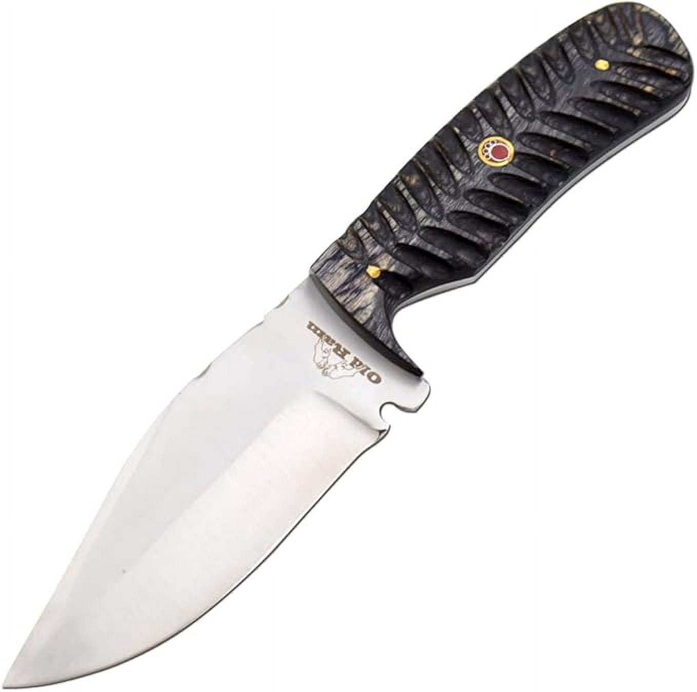 Old Ram 9-inch Fixed Blade Skinner Knife, Drop Point Blade - Hand Forged Rosewood Handle with Leather Carrying Case