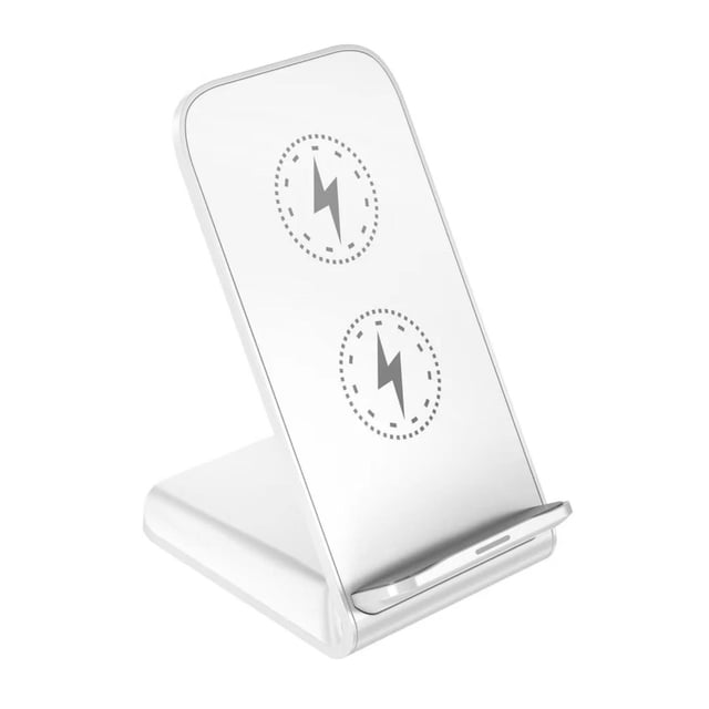 TFixol Dual Coil 15W Fast Wireless Charger Stand with Type-C Port, Horizontal & Vertical Charging for iOS & Android, LED Indicator, Safety Protections, White/Black Options