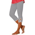 thumbnail image 2 of Women's High Waist Compression Capri Yoga Pants, Side Vent Detail Workout Leggings with Pockets, Plus Size Knee-Length Capri Tights for Gym, Running and Casual Wear Grey XXL, 2 of 8