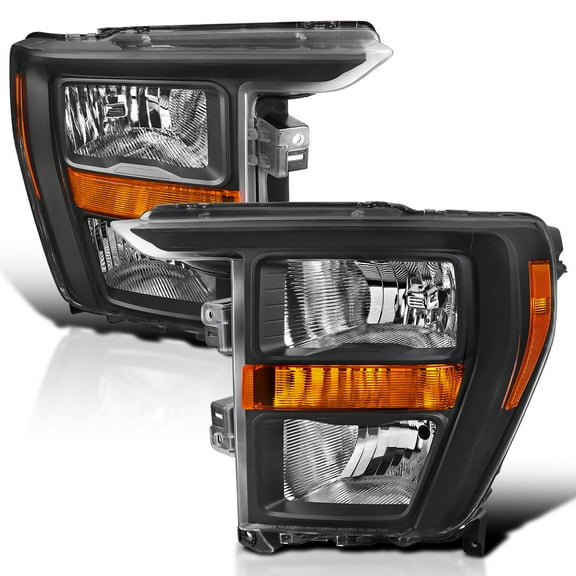 Spec-D Tuning Black Halogen Type Headlights Compatible with 2021-2023 Ford F150 , Left   Right Pair Headlamps Assembly