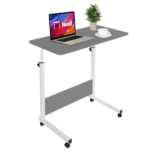Practiksa Mesa Auxiliar Lateral Escritorio Portatil con Algura Ajustable Color Gris Practiksa Portátil