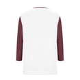 thumbnail image 5 of Timegard 3/4 Length Sleeve Tops for Women V Neck Color Block Comfy Blouse Casual Drop Shoulder Tee, 5 of 6