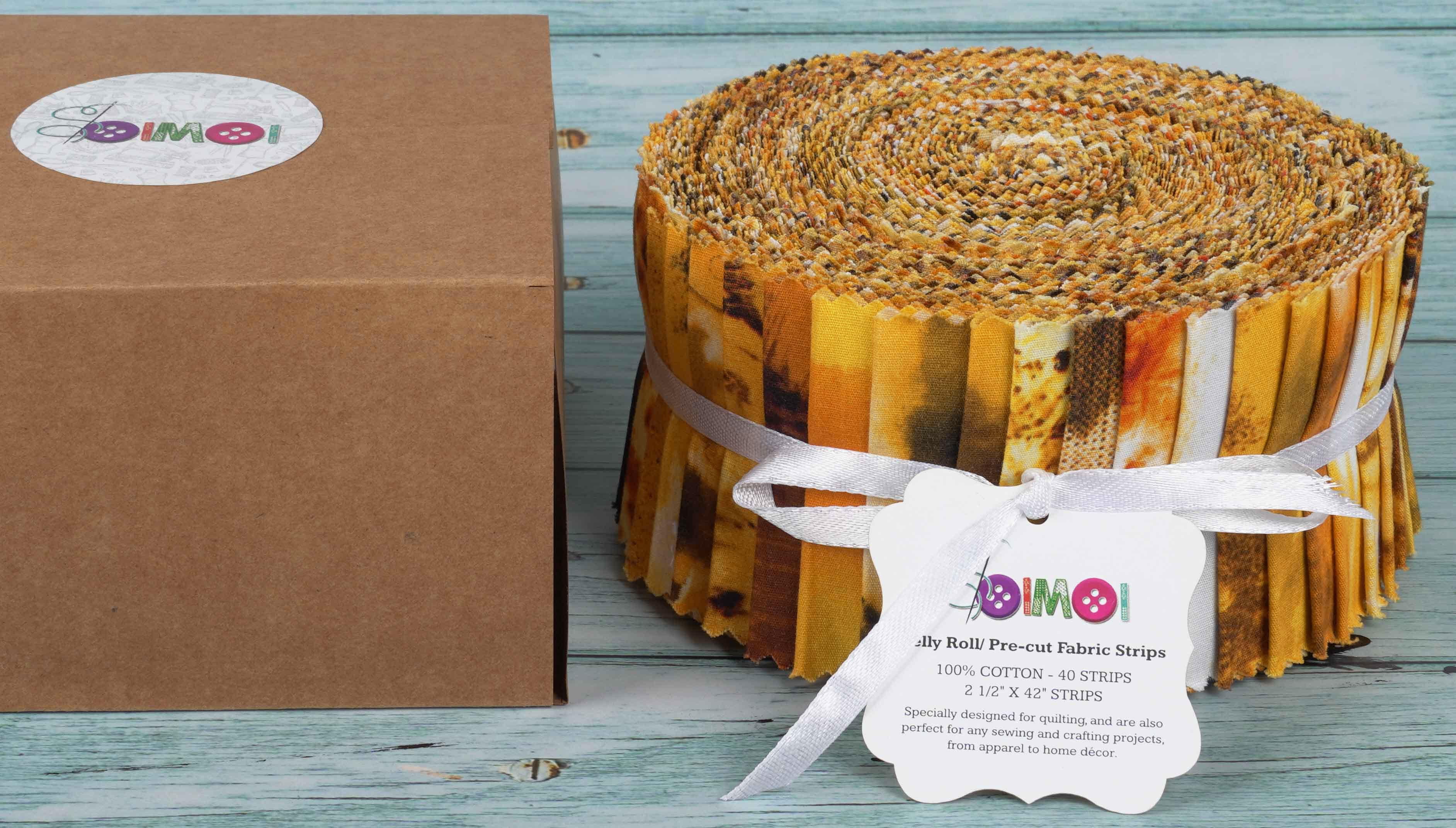 Soimoi 40Pcs Tie Dye Print Cotton Precut Fabrics For Quilting Craft Strips 2.5x42inches Jelly Roll - Yellow
