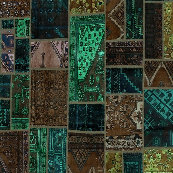 Ahgly Company Machine Washable Indoor Square Oriental Turquoise Blue Modern Area Rugs, 5' Square