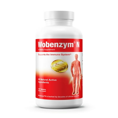 Douglas Laboratories Wobenzym N - Authentic German Supplement - Systemic Enzymes - For Immune System and Joint Health* - With Papain, Rutin & Bromelain - 100 Enteric-Coated Tablets