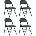 thumbnail image 1 of 4PCS Simple Leather Black Folding Chair Upholstered Folding Chair, 1 of 7