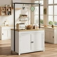 thumbnail image 2 of Kitchen Island with Storage,Heavy-Duty Multi-Functional Kitchen Cart,Mobile Kitchen Island with 2-Tier Shelves & 5 Hooks,Wood Countertop for Small Spaces Kitchen,Dinning Room, 2 of 7